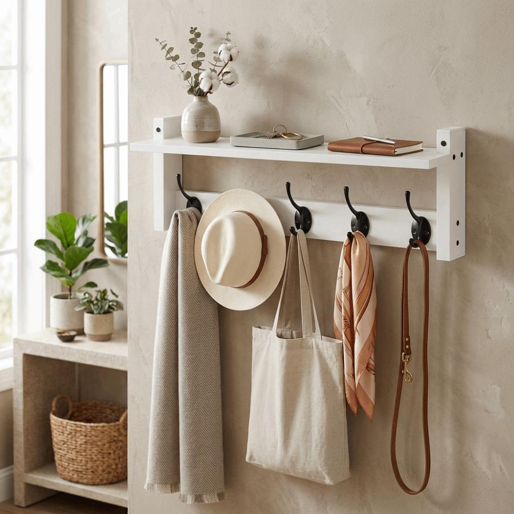 Space-Saving Solid Wood Decor Display Rack Solid Wood Entryway Key Holder Living Room