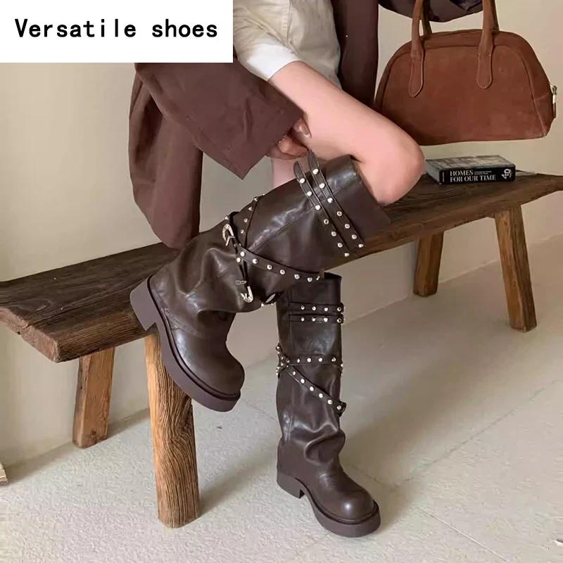 Винтажные женские сапоги-ковбойши с заклепками в стиле вестерн — фото 5
