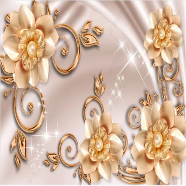 European Luxury Mural Jewelry Rose Flower Wallpaper for Living Room TV Sofa Background Wall Paper Home Decor Mural