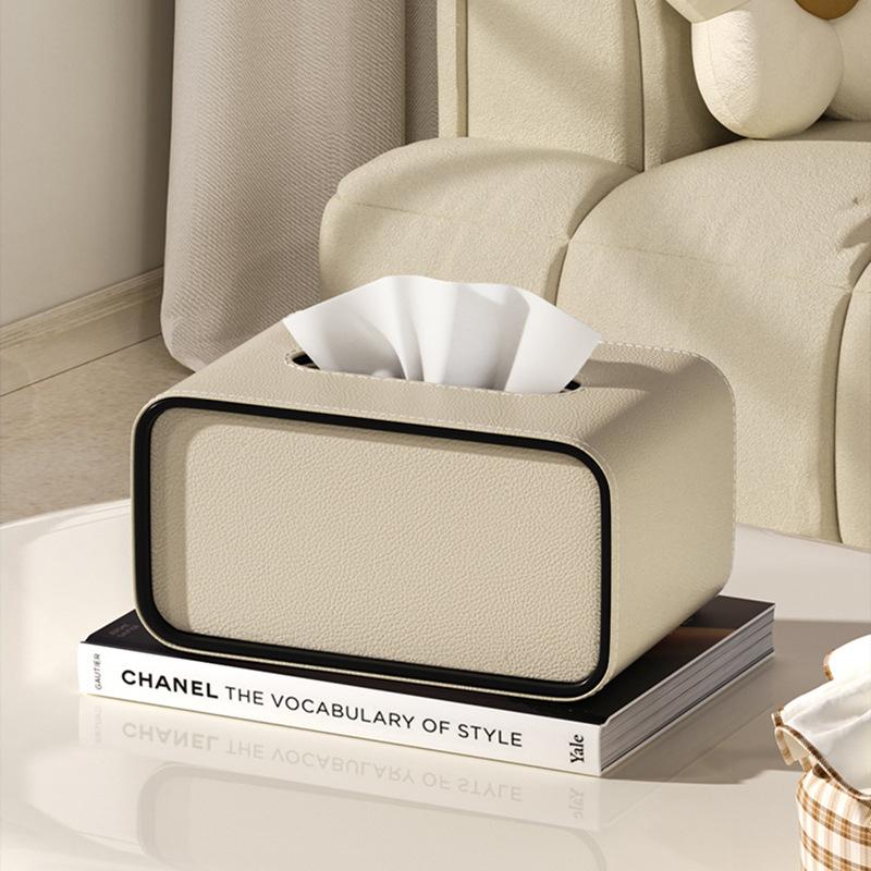 Leather Tissue Box with Storage Rack and Home Decoration Paper Rack, Suitable for Office Desks, Countertops, Bedside Tables, Etc