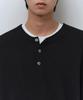 Musinsa Standard [Victoria Wool] Jersey de canalé minimalista con cuello Henley [Negro]
