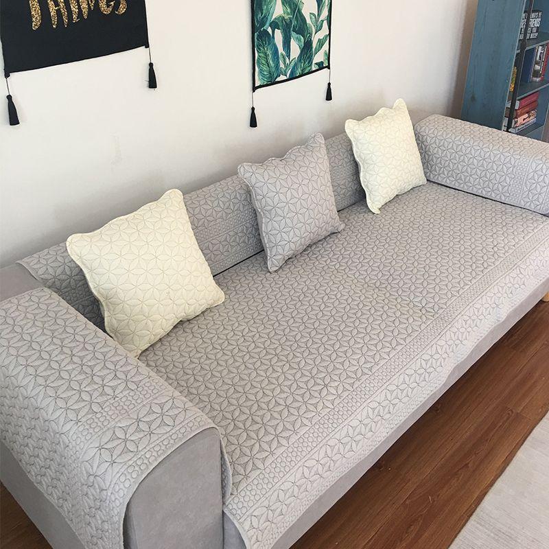 

Подушка для дивана из чистого хлопка, всесезонная, из обычных тканей, хлопковая, нескользящая, скандинавская, простая, современная, чехол для дивана, накидка Light gray(Flower room is pretty) 70*70cm