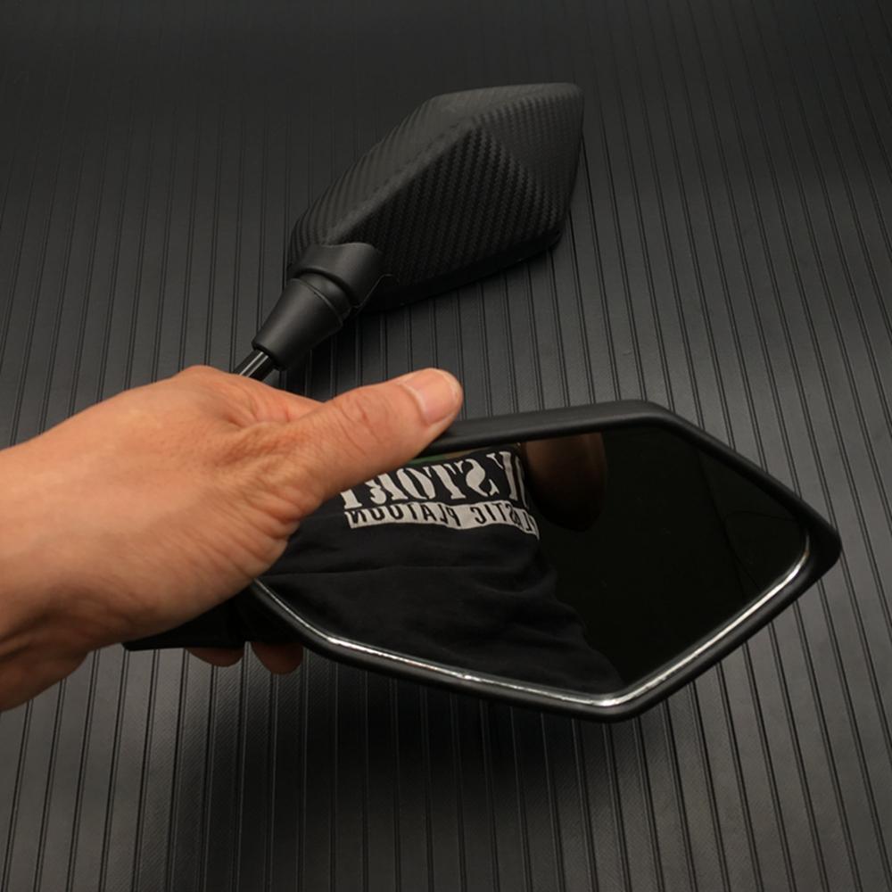 1 Pair Universual Carbon Fiber Motorcycle Mirror Scooter E-Bike Rearview Mirrors Electrombile Back Side Convex Mirror 8mm 10mm