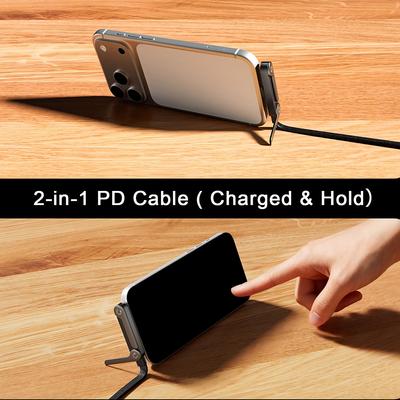 240W Type-C To Type C Cable Fast Charging Data Cable Foldable Stand Phone Holder For iPhone 17/16/15 For Samsung USB-C