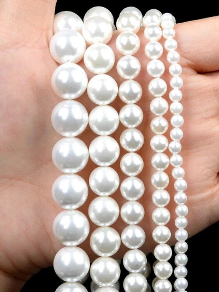 2-12mm Round Imitation Pearl Freshwater Shell Loose Spacer Beads for Jewelry Making DIY Necklace Bracelet Accessories