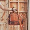 Herre Ekte Skinn Crossbody Vintage Messenger Brun Veske