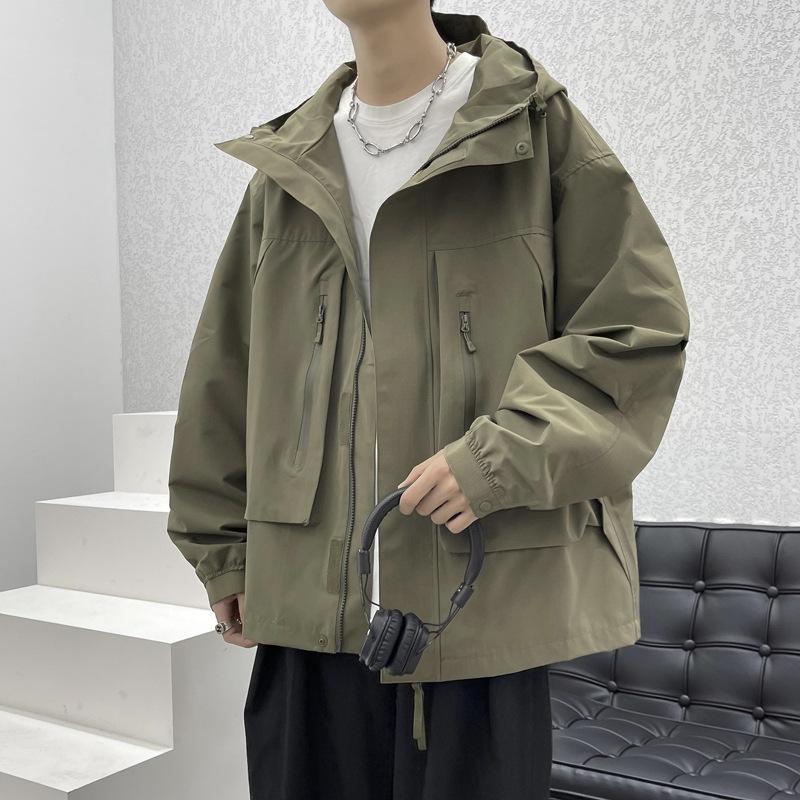 Jacket Men's Autumn and Winter Japanese Outdoor Travel Loose Army Green American Functional Wind Tooling Hooded Jacket