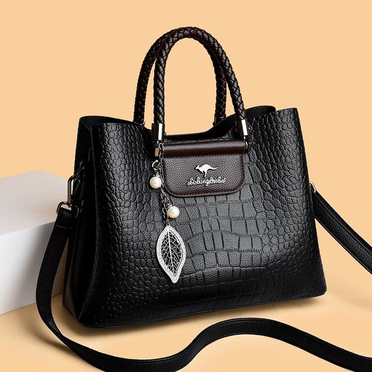 

Crocodile Pattern Large Capacity Handbag Women s Shoulder Messenger Bag чёрный