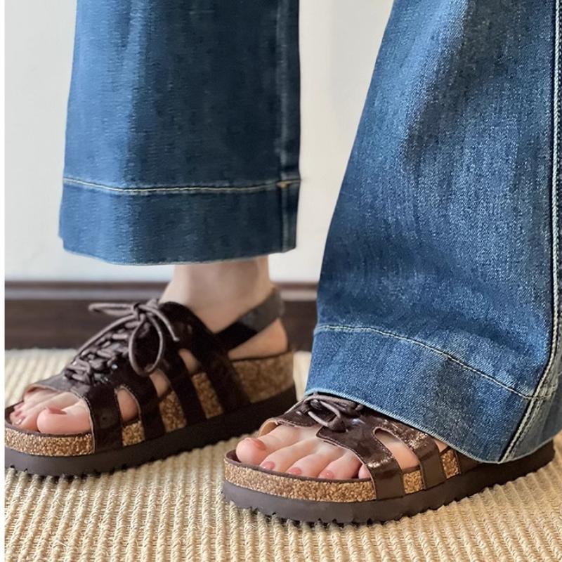 

Летний новый стиль женские сандалии 2025 повседневные сандалии на платформе в римском стиле на шнуровке уличные удобные женские сандалии обувь zapatos de mujer 35 коричневый