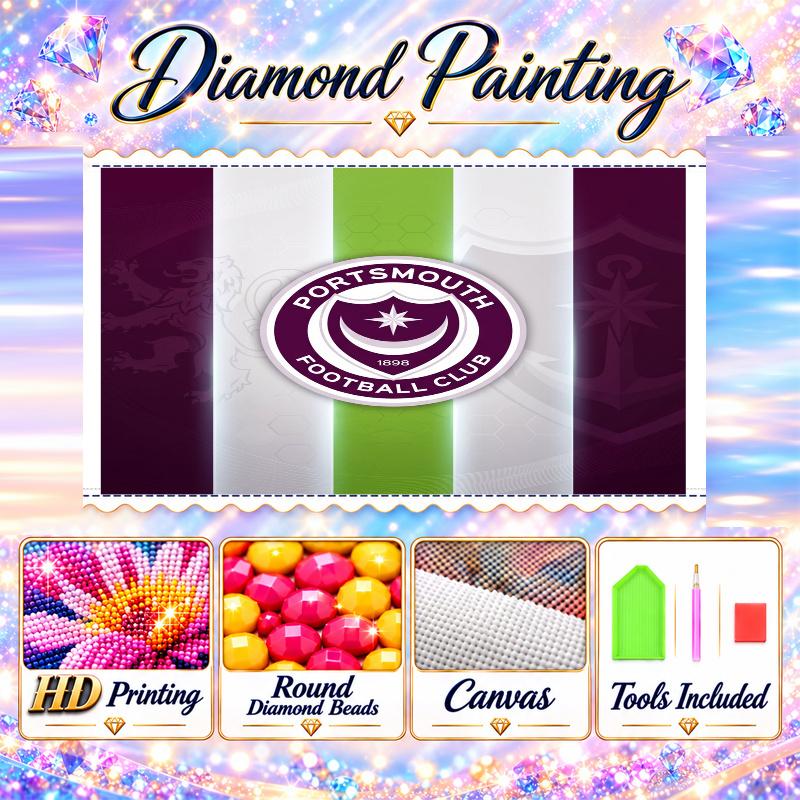 Portsmouth FC Diamond Painting Kit 5D Full Drill DIY Diamond Mosaic Wall Art Home Decor
