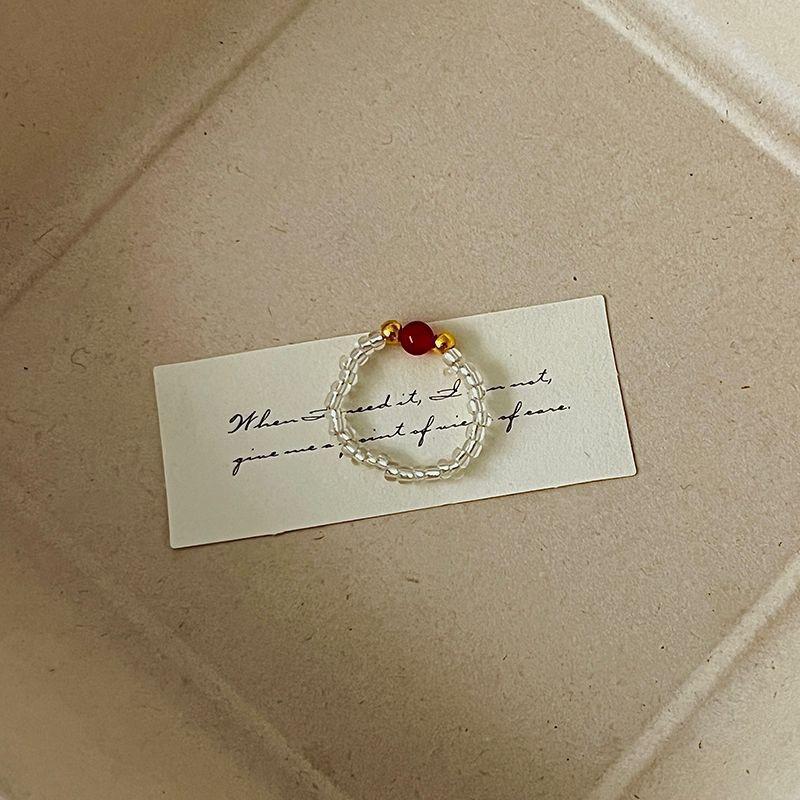 Color crystal beaded ring  niche design sense high-end finger ring light luxury temperament all-match ring accessories