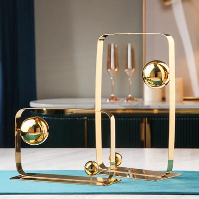 Geometric Irregular Sculpture Golden Ball Cube Stainless Steel Ornament Decorative Figurines Home Decoration Accessories