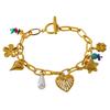 Stylish Multi Charm Bracelet Multi Pendant Bracelet with Flower and Heart Details Elegant Wrist Chain Jewelry