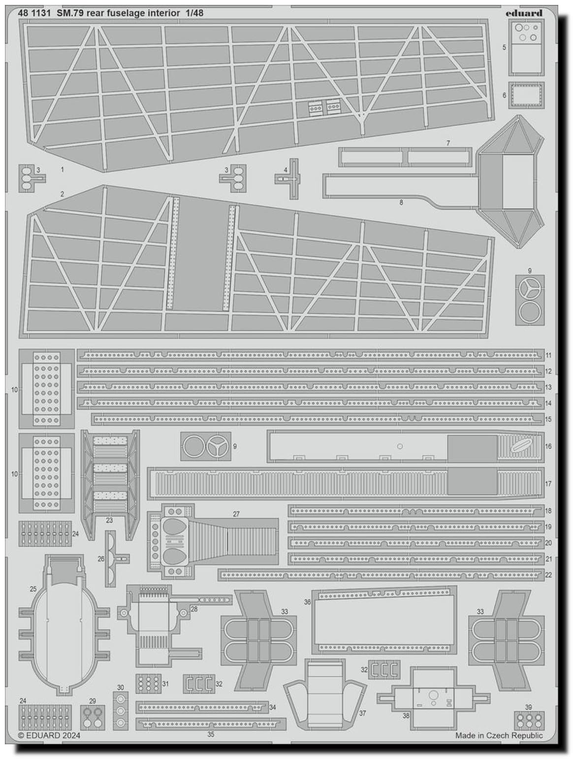

Eduard Sparviero Rear fuselage interior parts Plastic model parts EDU481131 1/48 SM.79 photo-etched (for Eduard)