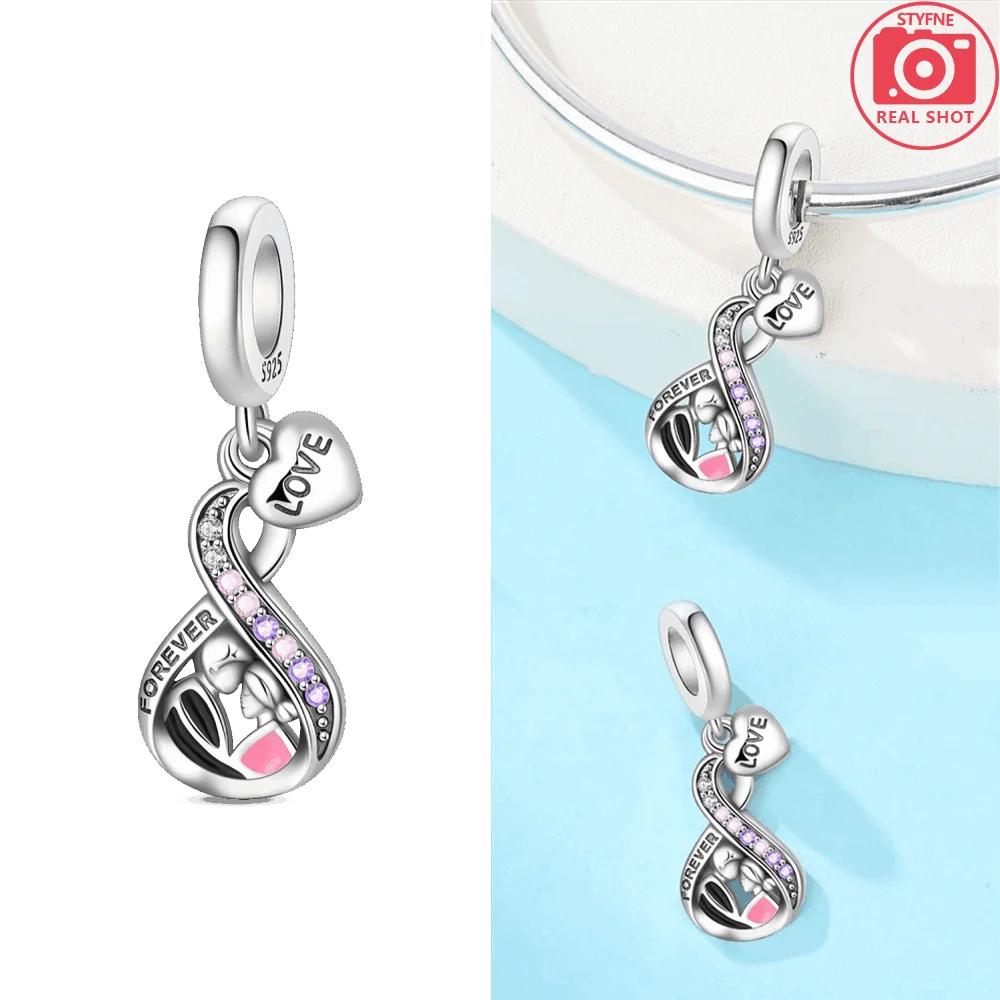 Purple Heart Wings Pink Bow Pendant Tie Love Cupid Originalcopper Beads Fit Bracelet Women Jewelry Diy Accessory Fine Gift