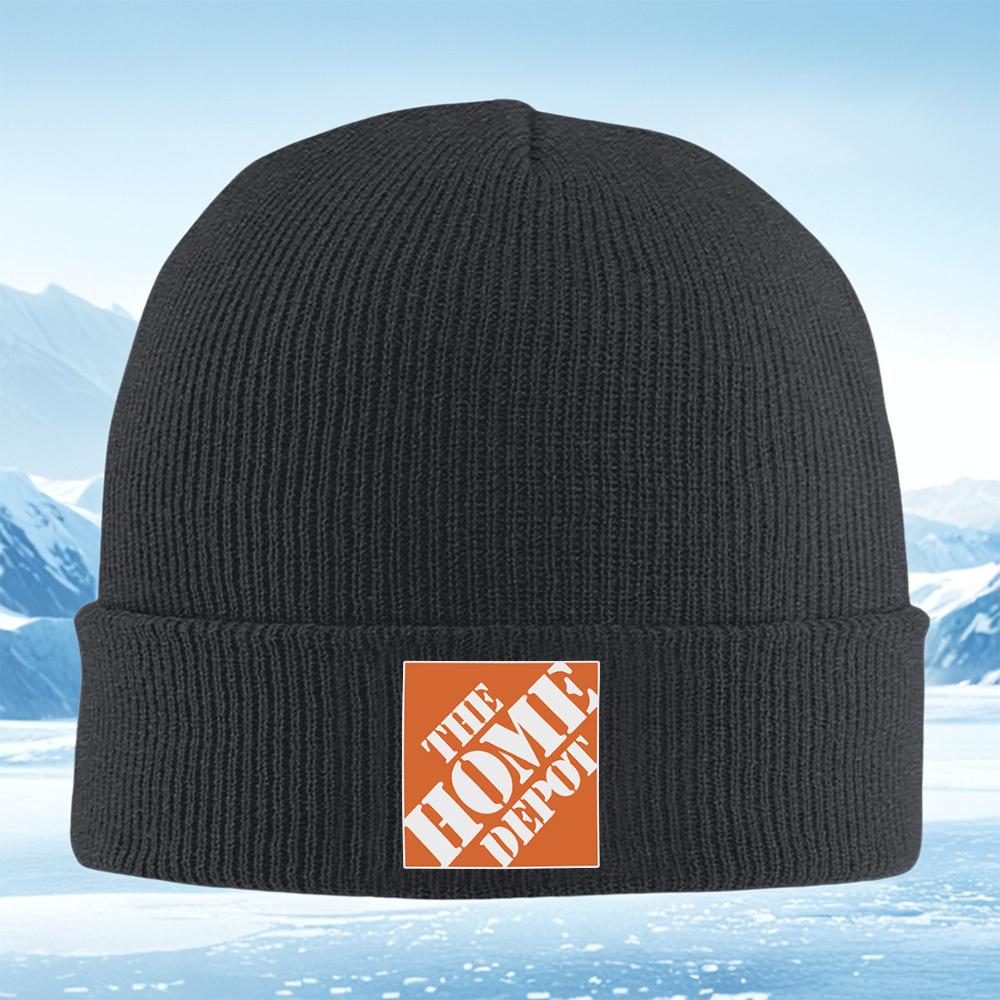 White Words Orange Background Square Logo Men Women Unisex Knitted Hat Beanie Pullover Cap Winter Thermal Warm Christmas Outdoor