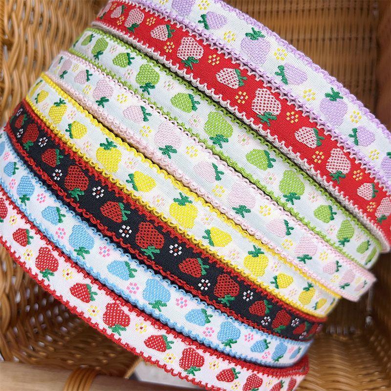 1.5CM Wide HOT Strawberry Embroidery Flower Lace Fabric Trim Ribbon DIY Sewing Applique Collar Cord Wedding Dress Guipure Decor