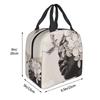 White Flower Black Woman Insulated Lunch Bag for Women Children Portable Food Boxes Thermal Lunch Box Tote