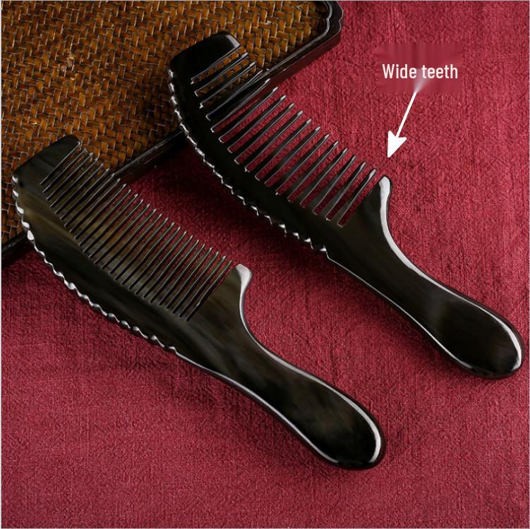 Black Buffalo Horn Hair Comb & Head Massager - Unisex Gift