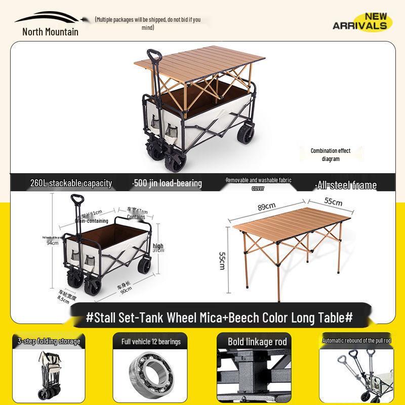Faltbarer Outdoor-Camping-Handwagen und Picknick-Trolley