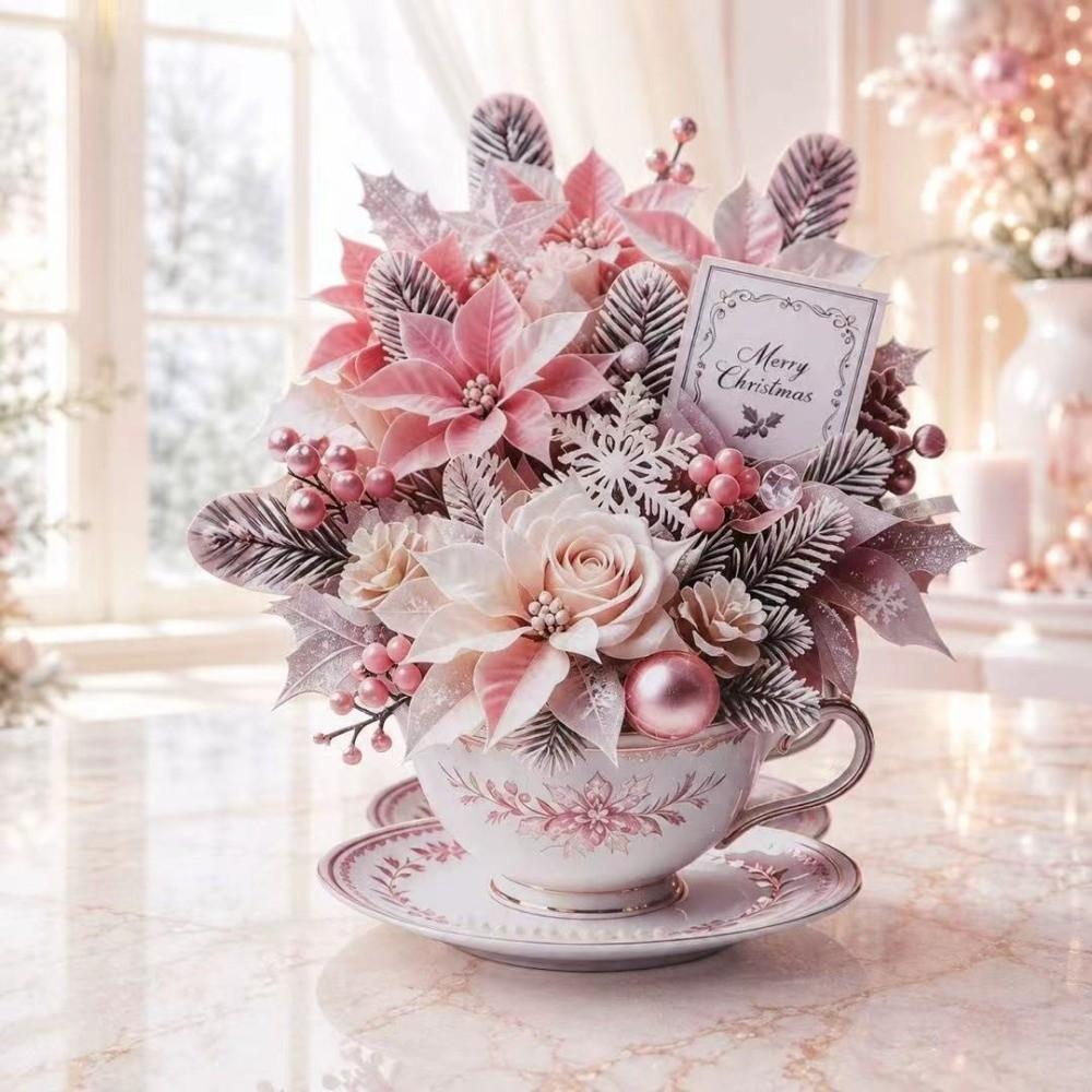 3D Pop Up Teacup Card with Envelope & Message Note Floral Bouquet Cards Pop Up Card for Mom & Her