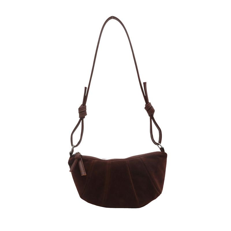 Retro Velvet Dumpling Shoulder Bag With Stitching Detail For Street Style Fashion