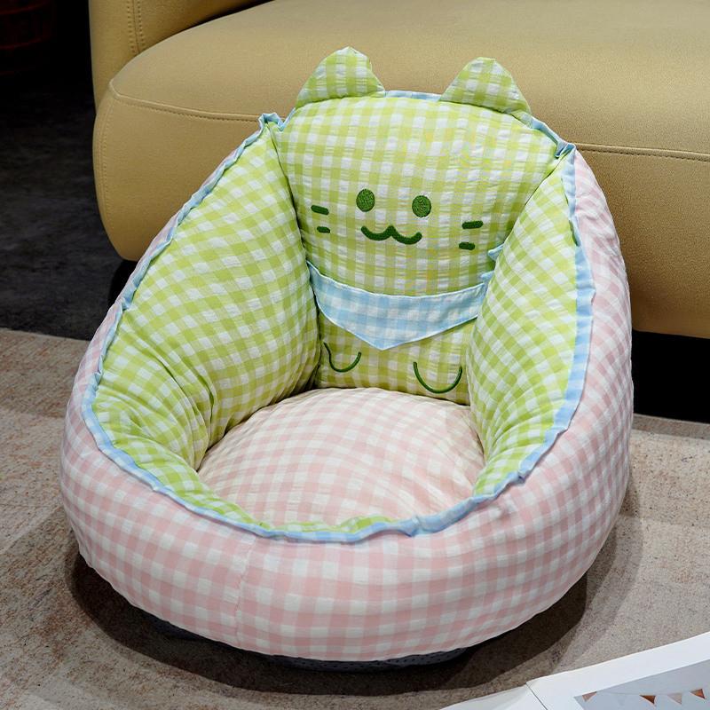

Cartoon Cat Bean Bag Seat Cushion With Plush Material For Kids Bedroom And Living Room Comfort GreenCat