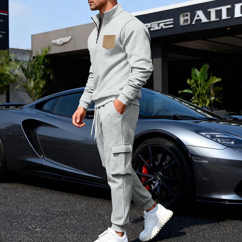 Fashionable  Autumn and Winter New Men's Loose Velvet Workwear Commuter Sweatshirt and Sweatpants Suit