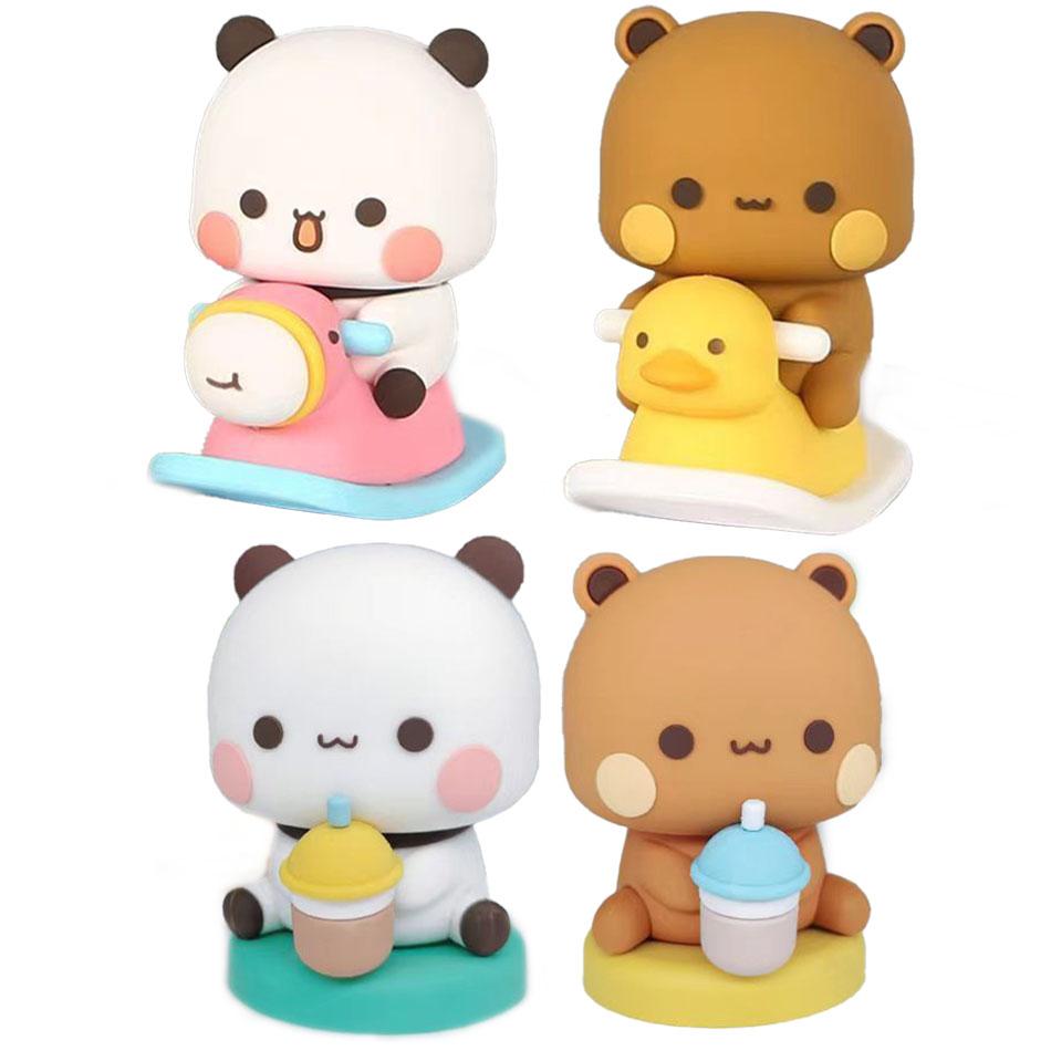 Cute Kawaii Bubu Dudu Panda Bear Figure Cartoon Exciting Bear Miniatures Collectible Animal Toy Doll Ornament Home Derocation