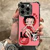 B-Bettys B-Boops Girl Plating Phone Case For Iphone 16 17 Pro Max Air 16E 14 15 Plus 12 13 Mini Anti-Fall Airabag Cover