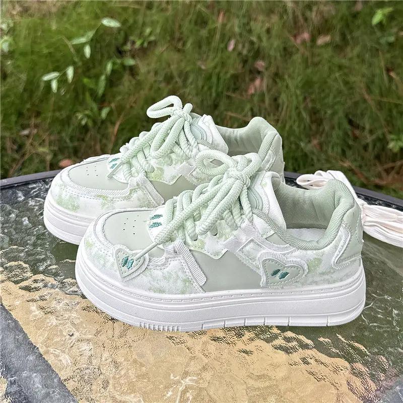 Fashion Lace Up Round Toe Shoes for Women Casual Korean On Offer 2025 New High Quality Vulcanized Shoe Trends Cheap 39 Woman Footwear