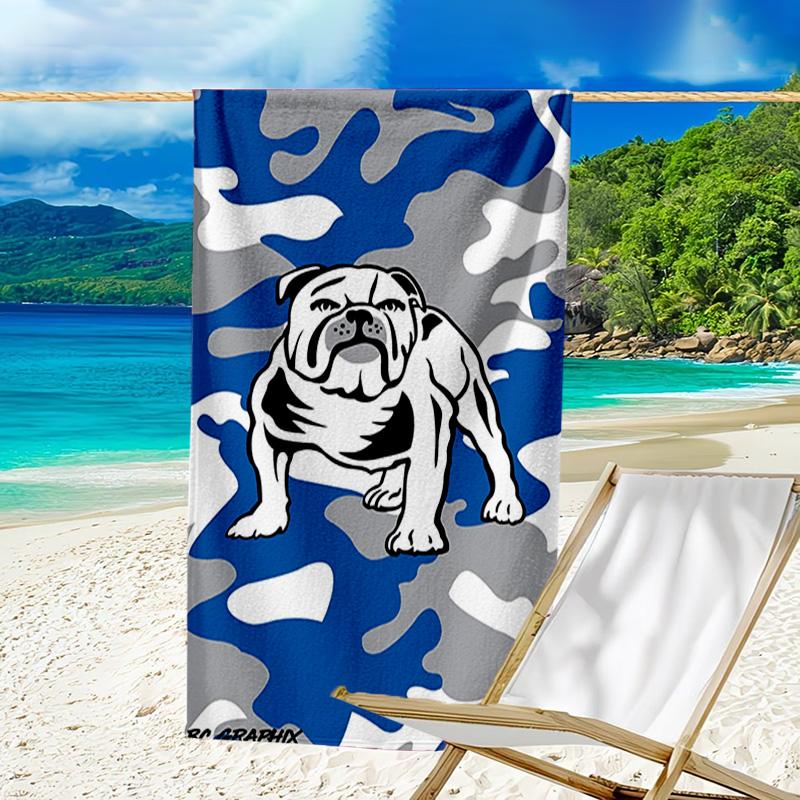Bulldogs Team Crest Design Microfiber Beach Towel, Lightweight And Quick-Dry, for Summer Travel, Beach Essential, Swimming Pool Outdoor