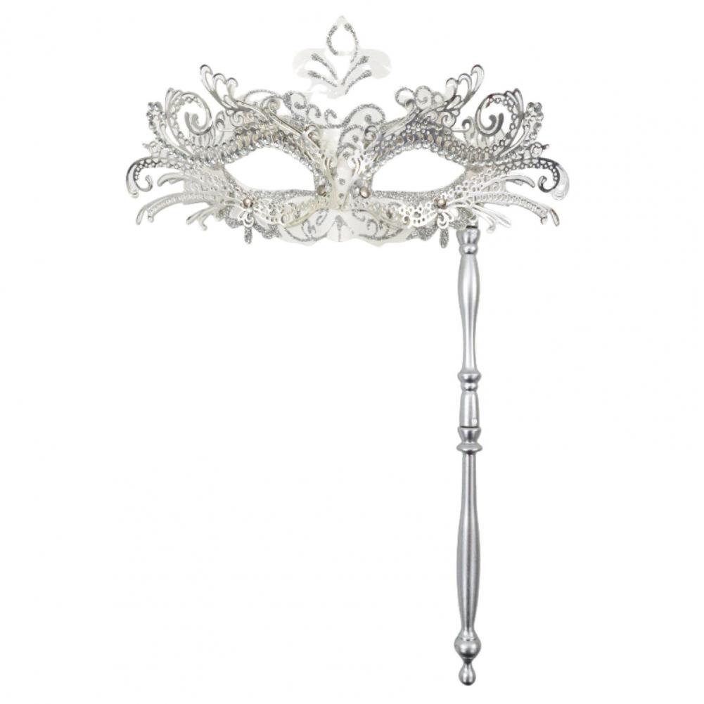 Fancy Dress Party Eyewear Mask Metal Handheld Stick Half Face Venetian Masque Rhinestones Women Mask Prom Ball Masquerade