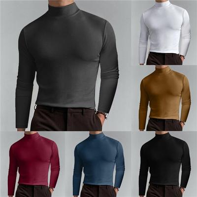 Men's Turtleneck Slim Fit Long Sleeve Shirt Soft Stretch Casual Base Layer Top