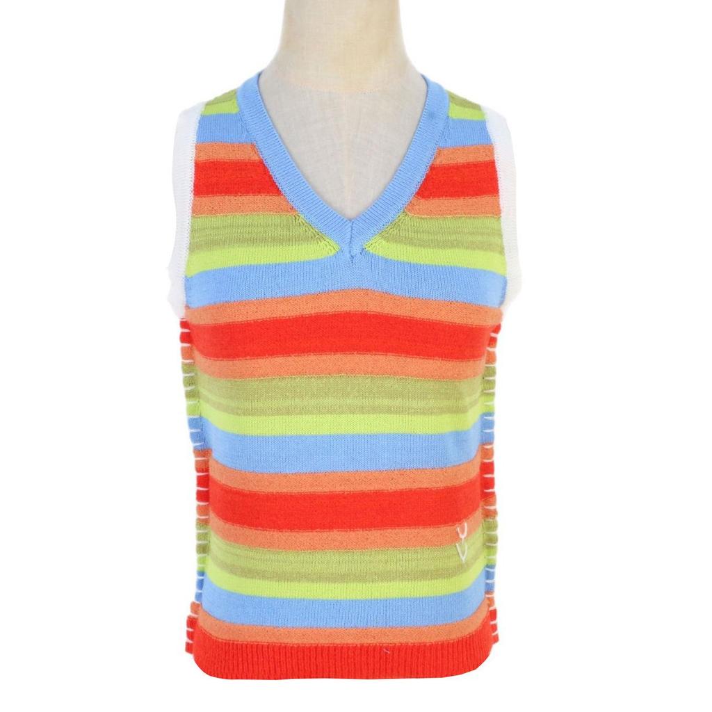 Dopamine Rainbow Striped Knit Sleeveless Vest - Korean Style Women's Summer Tank Top, Hong Kong Trendy Outerwear.