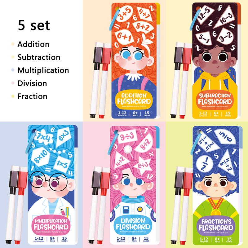 Mathematical Calculations Montessori Math Toy Beginners Practice Arithmetic Fraction Test Card Learning Tools for Primary School