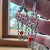 Charm Goth Sliver Color Tassel Chain Red Black Heart-shaped Crystal Pendant Dangle Earrings for Women Halloween Vampire Jewelry