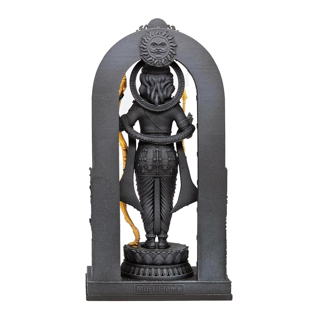 Ram Lalla Idol, 10,16 cm Höhe, Schwarz, 3D-gedruckt, UV-Harz, Hinduistische Religionsstatue von Lord Rama Ayodhya