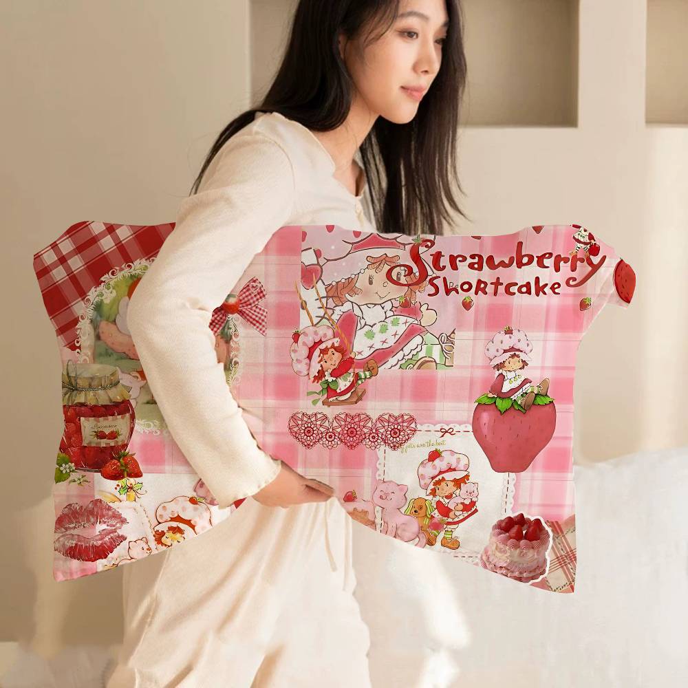 Classic Animation S-Strawberry S-Shortcake Pillow Towel Pillowcase For Hair And Skin, Standard Size Set Of Super Soft Pillow