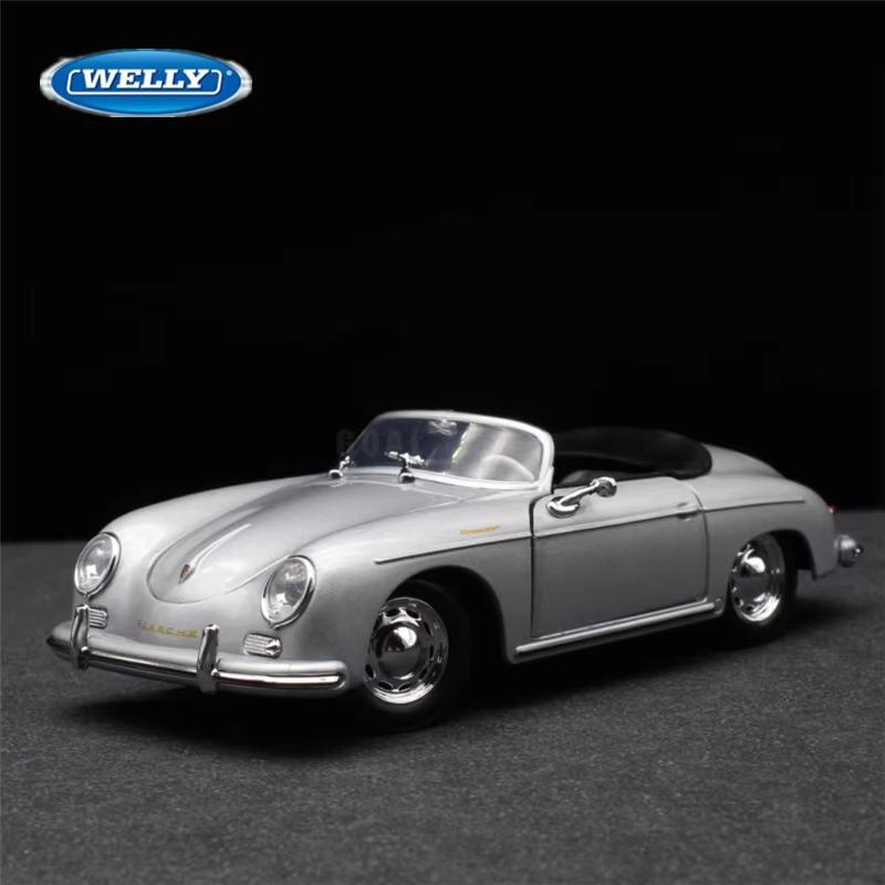 WELLY 1/24 Porsche 356A Speedster Classic Vintage Car Alloy Scale Car Model Diecast Metal Static Children Toy Car Vehicles Gifts