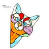 Sunlight Catching Cat Sticker Stained Glass Window Cling, Vintage Colorful Kitty Decal, Removable Static Decor for Door Wall Car, UV-Resistant