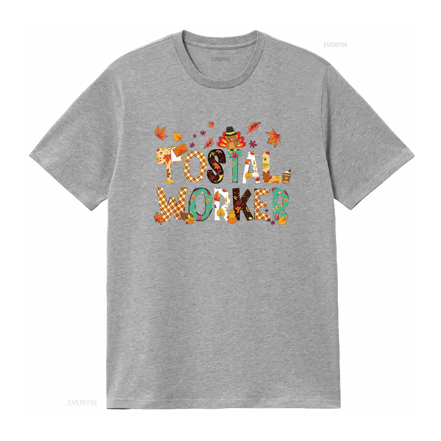 Fall Thanksgiving Postal Worker Mail Carrier Post Office T Shirt vintage Washed homme Versatile Breathable Stylish S