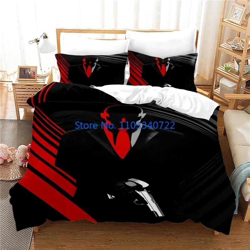Hitman Killer 3D Bettwäsche-Set Druck Bettbezug-Set 3D-Druck Bettdeckenbezug Bettzeug für Jungen Mädchen Bettwäsche-Sets Schlafzimmerdekor