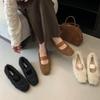 2025 Autumn and Winter Mary Jane French Fluffy Shoes Women Wear Autumn and Winter Warm Temperament Fairy Style New Single Shoes Cotton Shoes