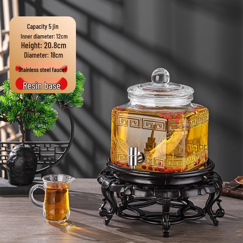 Luxury Sealed Wine & Baijiu Soaking Jar with Faucet for Household Use