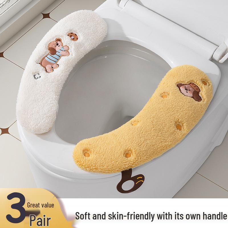 Plush Toilet Seat Cover with Velcro Fastening - All-Season Universal Fit