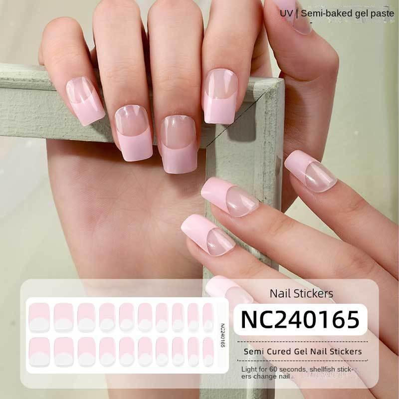 New Hot Stamping Laser Gel Nail Stickers French Nail Polish Glue Semi-cured Gel Nail Stickers