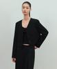 Musinsa Standard Woman Collarless 3-Button Crop Blazer [Black]