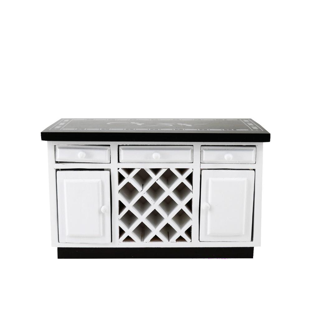 Child Toys Fashion Kitchen Island Model Kids Wooden Cabinet Simulated Set Mini Dollhouse