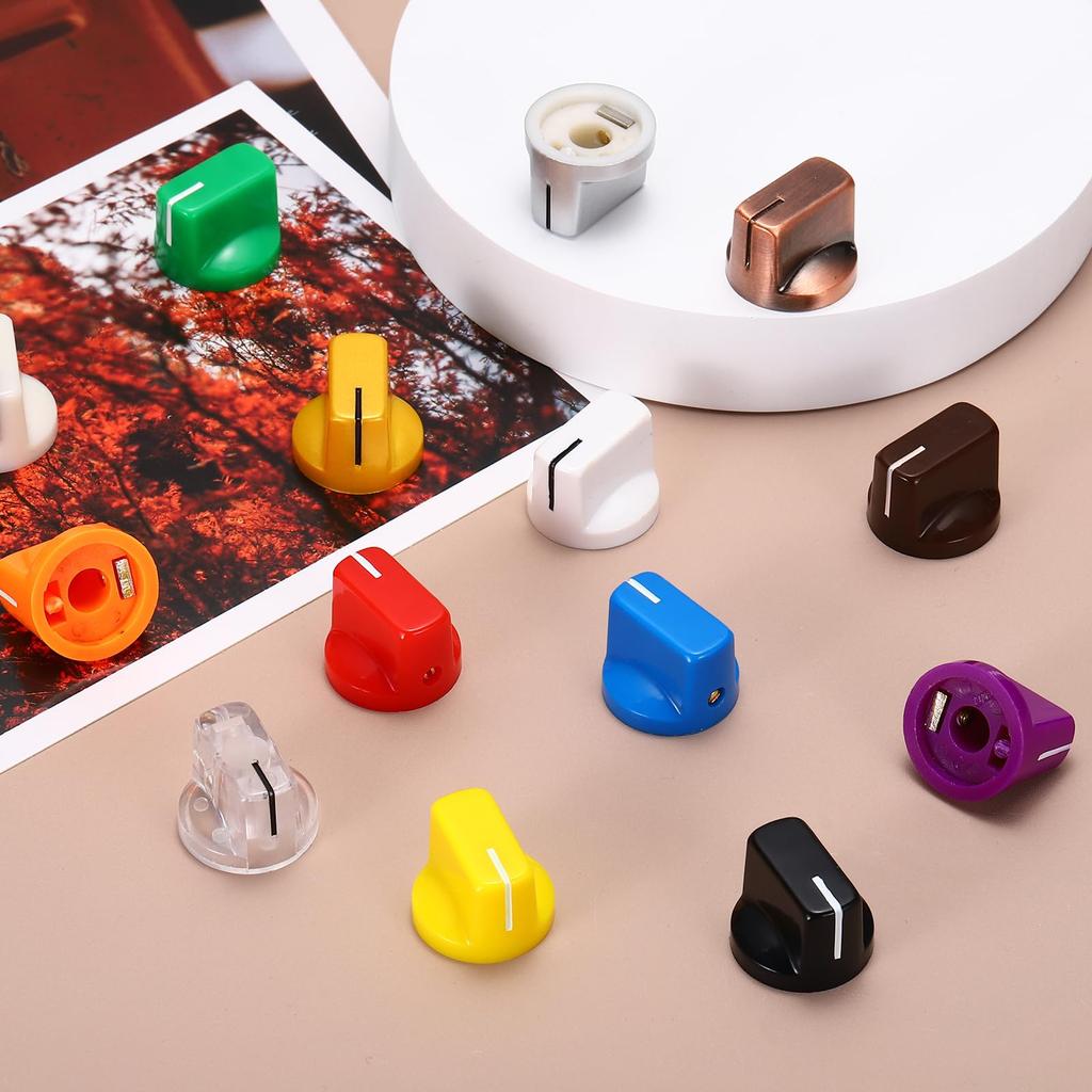 uxcell 10pcs Guitar Effects Pedal Knob Electric Guitar Amplifier Bass Volume Hole 19mm Outer Gold Inserts, Knobs, Knobs, Guitar, Control, Plastic,